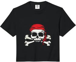 Jolly Roger Pirate | Skull and Crossbones | Gift Comfort Colors Crop Top Unisex T-Shirt XXL