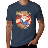 Cat Sushi Cooker Cat Sunset Japanese TShirt Soft Stretch Short Sleeve Top S