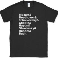 Famous Classical Composers Names T-Shirt Orchestra Music Classic Novelty Tee XXXL