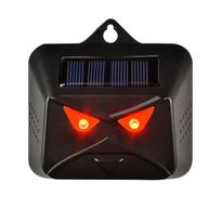 Multi-silicon Solar Panel Battery Dual Powered Animals Repeller Dog Bird Repeller Red LED Light Flashing Repellent Deterrent Device ABS black