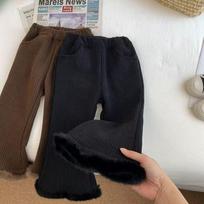 Girls' Winter Flare Pants Fleece-Lined White Bell Bottoms Toddler Cold Weather Trousers Soft Warm Stylish Snow Outfit 70cm juoda