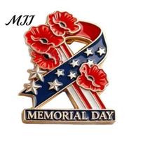 Soldier Remembrance Accessory Memorial Day Flower Brooch Pin Commemorative Durable Tribute Wear-Resistant Anti-Rust Patriotic Lapel 1pc