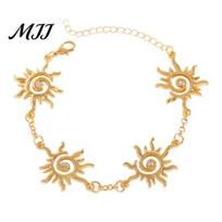 Retro Bohemian Earrings Bracelet Double Sun Spiral Pendant Ethnic Style Micro-Paved Cubic Zirconia Inlaid Shape Drop Jewelry Gift A auksinė