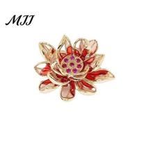 Hanfu Brooch Chinese Style Enamel Sparkling Rhinestones Flower Shape Lapel Meaningful Gift Accessory Pin Suits Coats Bags Scarves Badge Versatile raudona