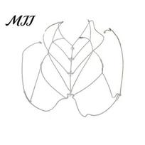 Cubic Zirconia Chest Chain Necklace Women Sexy Bikini Bra Sparkling Jewelry Body for Summer Beach Non-fading balta