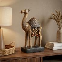 Resin Camel Figurine Southeast Asian WoodenStyleLook Decor Fine Workmanship for TV Stand,