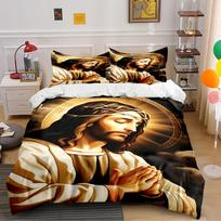 Jesus Praying Religious Bedding Set Bedding set (1 duvet cover, 2 pillowcases, duvet not included) 135x200cm