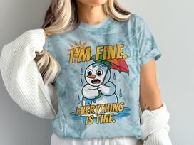 Funny I'm Fine T-shirt, Everything Is Fine Design, Cute Snowman Shirt, Humor Graphic Tee, Unique Weather Humor, Gift For Friends 4XL