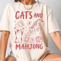 Cats And Mahjong Shirt, Mahjong Tournament Mahjongg Shirt, Mahjong Social Club Shirt, Gift For Mahjong Lover, Mahjong Game Night 3XL