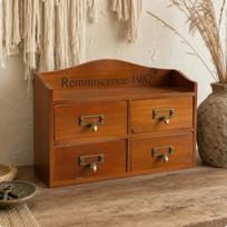 Desktop Organizer with Drawers Vintage Tabletop Chest of Rustic Cabinet for brown