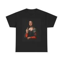 Mona Lisa Middle Finger Funny Graphic T Shirt NEW S-5XL Unisex Heavy Cotton Tee L