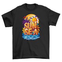 Summer_47 T-shirt: Sun Sea and Palm Trees Summer feel Unisex Cotton XXXXL
