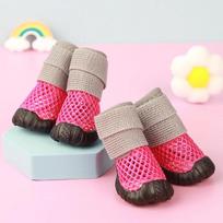 Vasaros šunų batai Kvėpuojantis tinklelis Mažų šunų batai Neslystantys šuniukų sandalai Čihuahua batai (Pink,1) rožinė