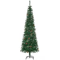 6.5FT Tall Pencil Slim Artificial Christmas Tree with Realistic Branches, Tip Count and Pine Cones, Pine Needles Tree, Xmas Decoration, Green 54 x 54 x 195 cm žalia