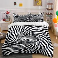 Zebra Swirl Pattern 3-Piece Bedding Set Bedding set (1 duvet cover, 2 pillowcases, duvet not included) 135x200cm