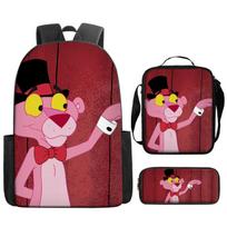 Rožinis Pantera Rožinis Pantera Rožinis Pantera Animacinis mokyklos krepšys Kuprinė Pieštukinė Trijų dalių rinkinys Backpack pink