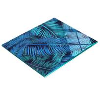 Tempered Glass Kitchen Backsplash With Decorative Palm Leaf Graphic 60X52 Cm