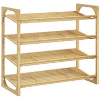 Bamboo Shoe Rack, 15.5 cm Shelf Height, Ventilated Slat Design, 76 x 33 x 67 cm, Natural Wood Effect 76 x 33 x 67 cm