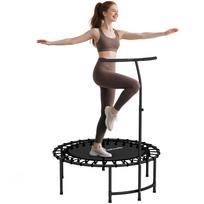 Rebounder Trampoline, 5-Level Adjustable Handle, Workout Trampoline, Black 102 x 102 x 132 cm