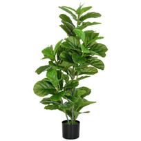 Artificial Ficus Plant, 110 cm Tall with 90 Leaves & Pot for Living Room 15 x 15 x 110 cm žalia