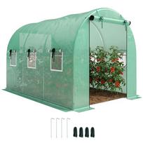 Greenhouse 3 x 2 x 2 m Poly Greenhouse with Roll-Up 2 Zipper Doors & 6 Mesh Windows Support Bars Green 300 x 200 x 200 cm žalia
