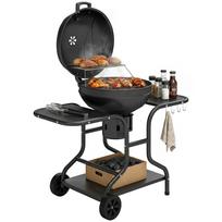 Charcoal Grill BBQ Smoker with Side Tables Lid Thermometer Wheels 129 x 63.5 x 106.5 cm 129 x 63.5 x 106.5 cm juoda