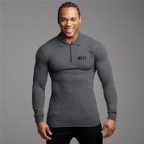 Do The Work  Autumn Men's Lapel Printed Large Size Trendy Fahsion Breathable Bodybuilding Fitness Streetwear POLO Shirt 4 Colors M pilka spalva