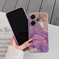 Marmurinis minkštas silikoninis dėklas, skirtas Samsung A55 M35 S24 Redmi Note 13 Pro 13C 14 Xiaomi Poco C65 iPhone 15 Huawei Honor 200 Realme 9 fotoaparato smūgiams atsparus dangtelis Samsung Galaxy S9 Plus violetinė