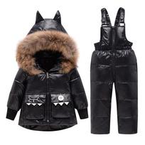 Children Warm Winter Down Jacket Parka Hooded Coat Boy Baby Overalls Toddler Girl Clothes Kids Snowsuit Snow Clothing Set 120cm