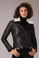 Women's Black Fur Collar Genuine Lambskin Leather Jacket Handmade New Biker Moto XS juoda