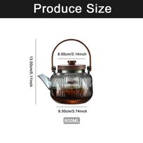 800ml Glass Teapot With Bamboo Handle Steaming Double FilterCup Heat-resistant Transparent Hammer Pattern Flower Teapot