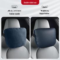Double-Sided Alcantara Suede Car Headrest & Lumbar Support Pillow black