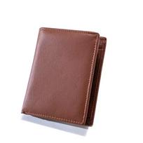 Men Wallets 100% Genuine Cow Leather RFID Anti-theft Brush Short Card Holder Leather Purse High Quality Luxury Brand Male Wallet