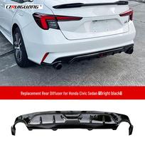 Compatible with 2022 Honda Integra: Modified Rear Diffuser, Scorpion Exhaust Tip, Spoiler, Bumper, Front Lip, Splitter, Body Kit. gray