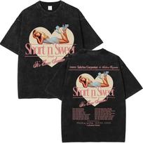 2026 Vintage Washed Sabrina Carpenter Short N Sweet Album TShirt Men Women Summer Casual Oversized T-shirt Y2k Harajuku Clothing Tees L smėlis