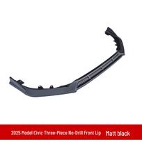 2025 Civic 11.5th Gen Front Lip: No-Drill, Non-Destructive, Three-Section Installation. matinė juoda spalva
