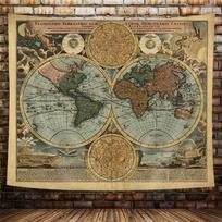 Tapestry Vintage World Map Very Large 75x100 juoda