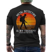 Men'S Metal Detecting is My Relax Graphic T-Shirt - Black Casual Short Sleeve Tee with Treasure Hunting Silhouette & Sunset Design, Loose Fit Round S