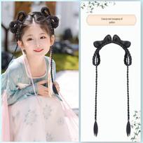 Girl's Ancient Style Hanfu Wig Bun Headband Hair Accessories
