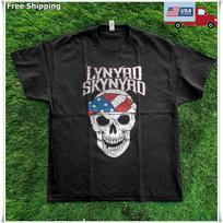 Lynyrd Skynyrd American Bandana Skull Unisex Black Cotton T-shirt S-5XL L