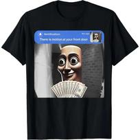 “There is movement at your front door” Tung Tung Tung Sahur meme cotton T-shirt XL