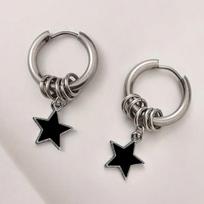 1 pair of stainless steel punk star ring earrings, suitable for women's daily fashion accessories juoda