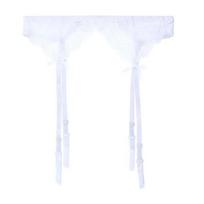 Lace Mesh Suspender Garter Belt Thigh High Stockings Non-Slip Back Adjustable Double Breasted Waist Garter For Women Plus Size One Size white