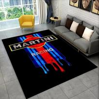 Martini Racing Kilimas Mėlynos Raudonos Juostelės Namų Dekoras Neslystantis Patvarus Modernus Svetainės Grindų Kilimėlis Su Logotipo Dizainu 50cmX80cm