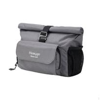 Folding Bike Handlebar Bag Large Capacity Shoulder Strap Foldable Cycle Front Storage Pouch pilka spalva