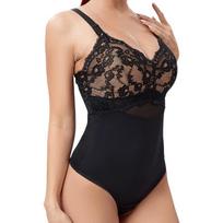 Women S Tummy Control Butt Lifting Thong Shapewear Bodysuit With Removable Lace Pads S juoda