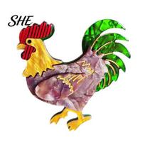 Vibrant Acrylic Pin Chicken Rooster Brooch Pin, Lightweight Farm for Women Animal Jewelry, Backpacks Hats Jackets Thanksgiving Scratch-resistant žalia
