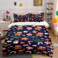 Christmas Gingerbread & Candy Bedding Set Bedding set (1 duvet cover, 2 pillowcases, duvet not included) 135x200cm
