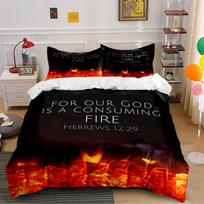 Biblical Fire Design Bedding Set Bedding set (1 duvet cover, 2 pillowcases, duvet not included) 135x200cm