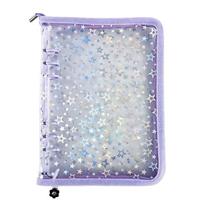 6-Hole Album Storage Binder with Zipper Sticker Storage Organizer Water Resist for Storing Postcards Photos Ticket Stubs violetinė